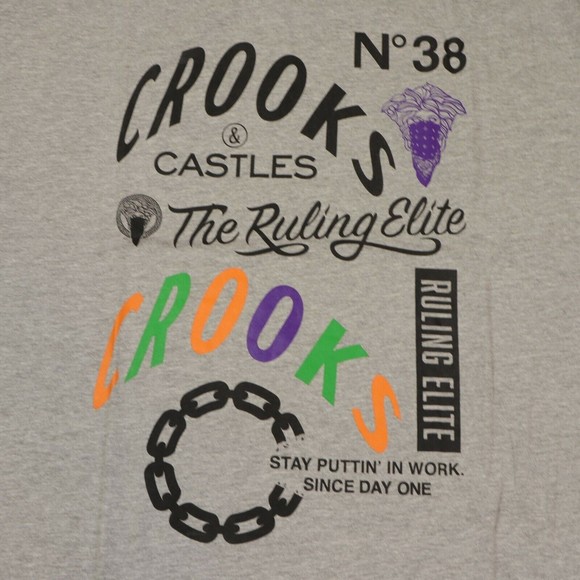 Crooks & Castles t-shirt XXL size / gray color / short sleeve with graphic tee - Picture 2 of 6